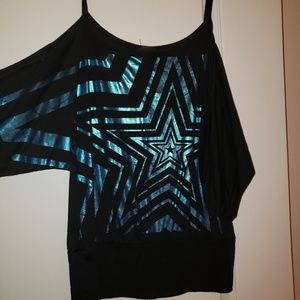 Blue Star off the Shoulder Top